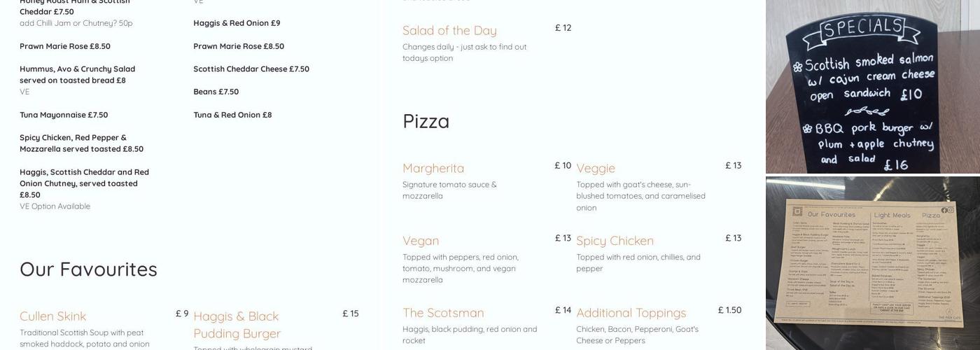 The Pier Cafe Menu