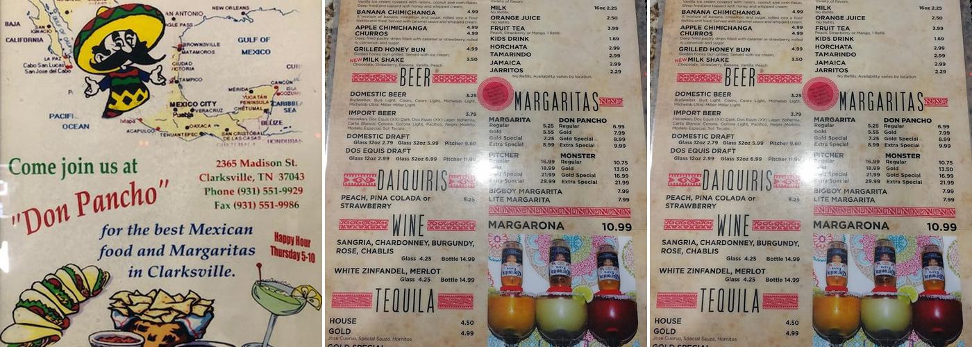 Don Pancho Mexican Restaurant Menu