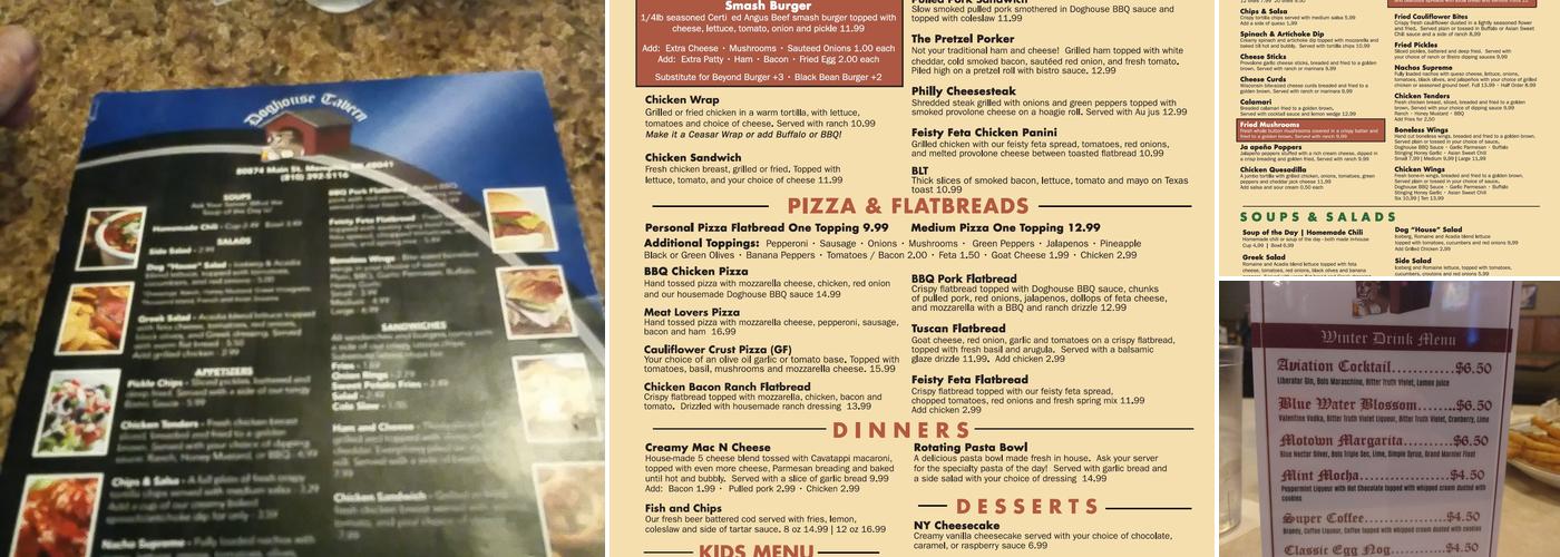 Doghouse Tavern Menu