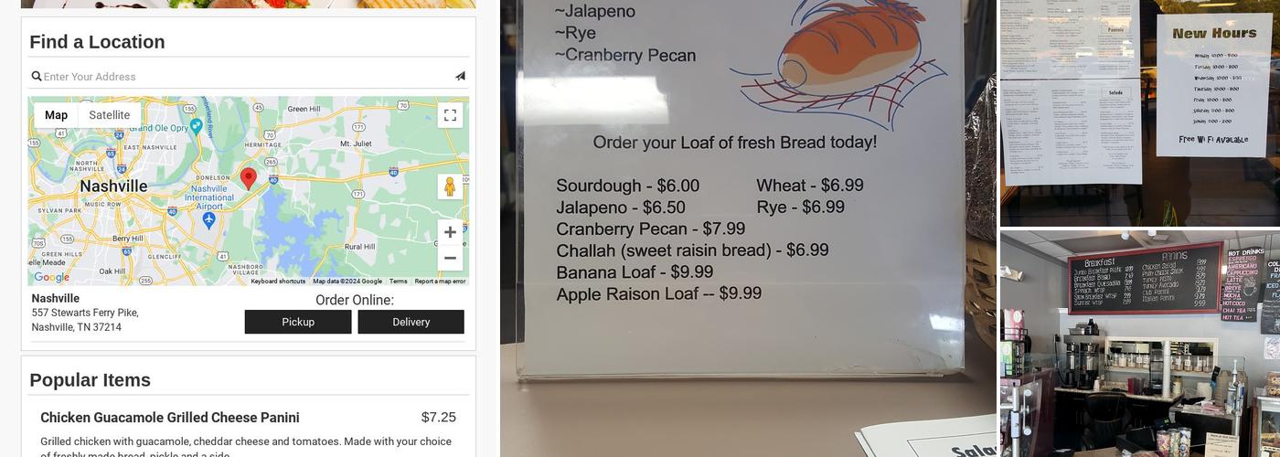 Panini Bread Café Menu