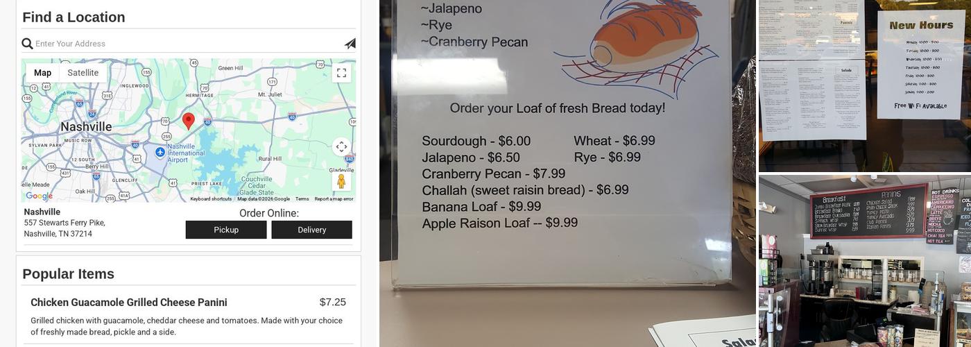 Panini Bread Café Menu