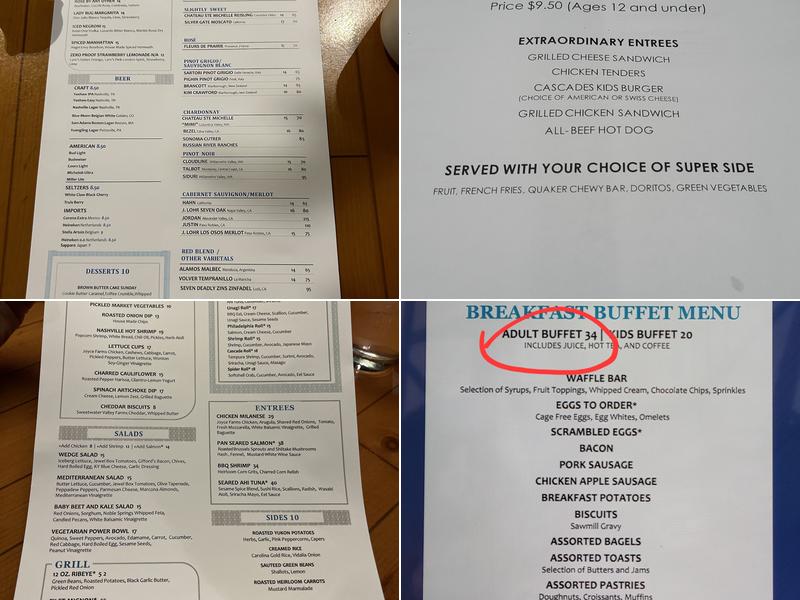 Cascades American Cafe Menu
