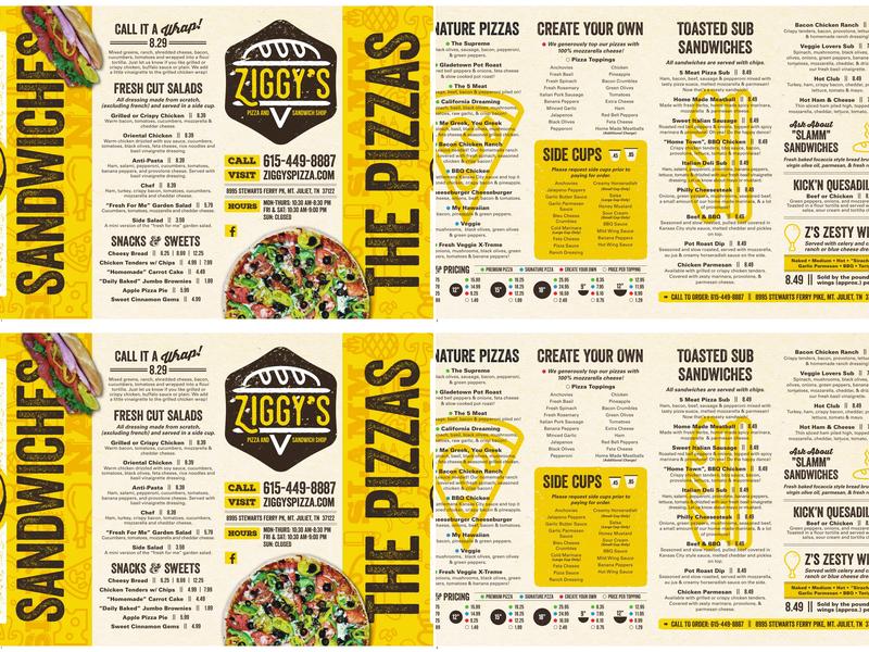 Ziggy's Pizza & Sandwich Shop Menu