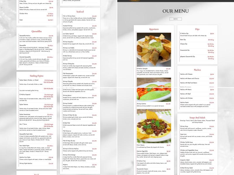 El Molino Mexican Restaurant Menu