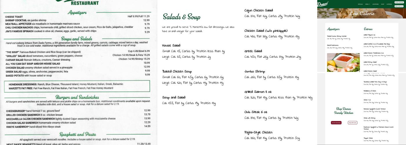 Demos' Restaurant Menu