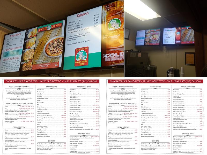 Jimmy's Grotto Inc Menu