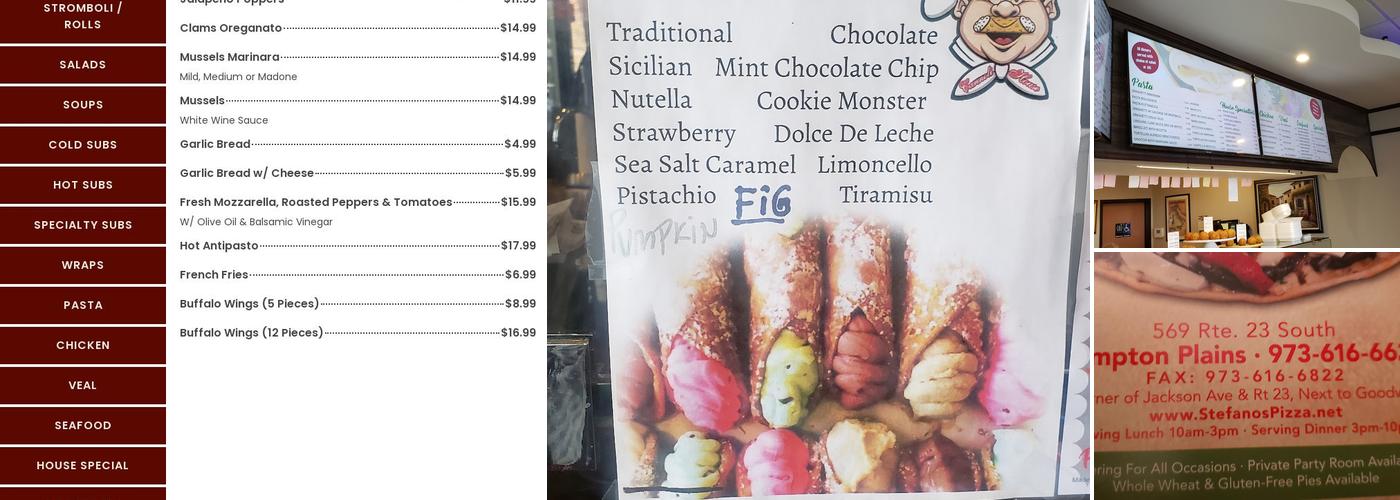 Stefano's Pizzeria Menu