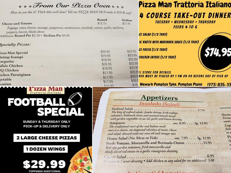 Pizza Man Trattoria Italiano Menu