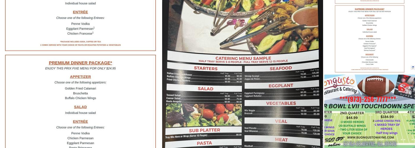 Buongusto Pizza Resturant & Catering Menu