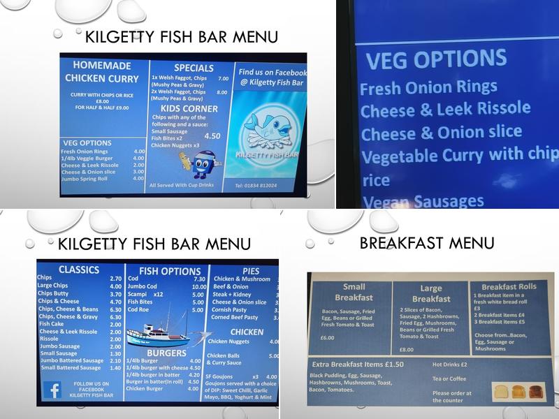 Kilgetty Fish Bar Menu