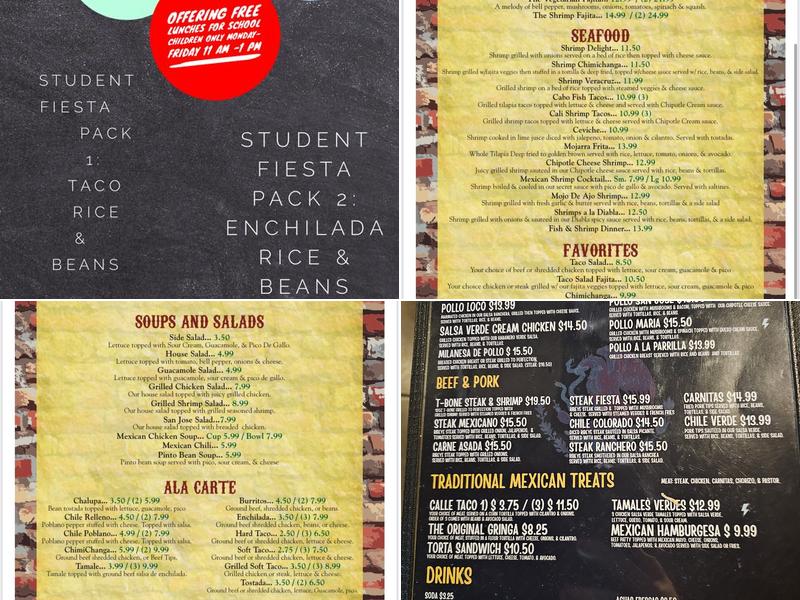 Señor Fajita's Portland Menu