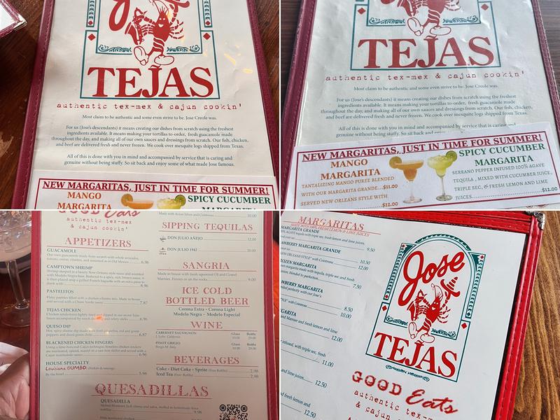 Jose Tejas Menu