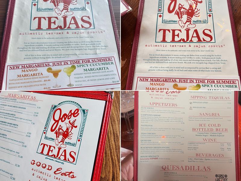 Jose Tejas Menu