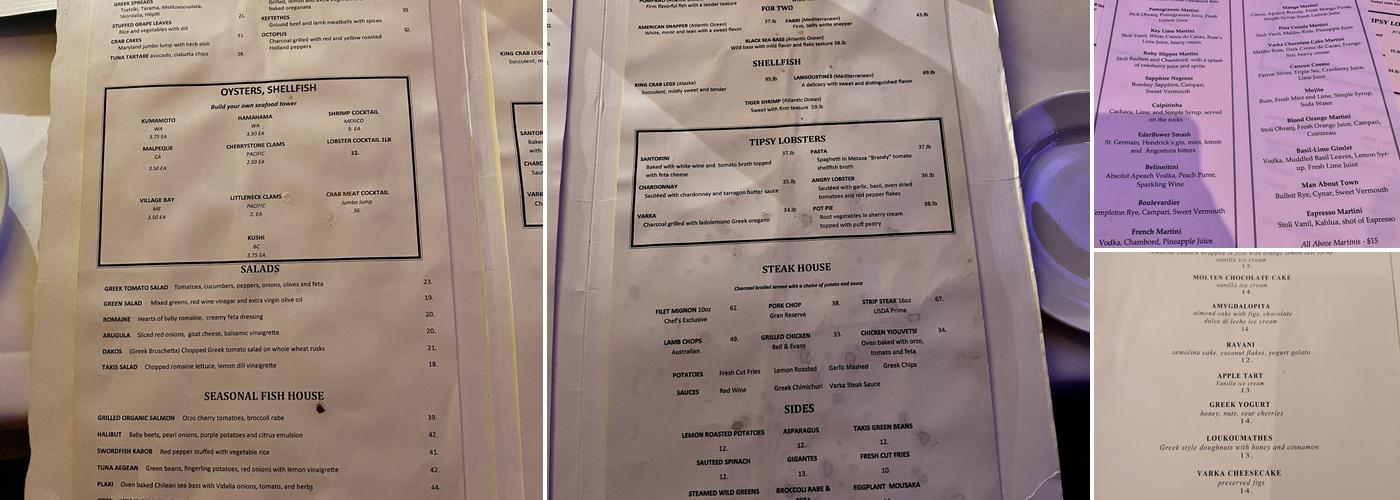 Varka Restaurant Menu