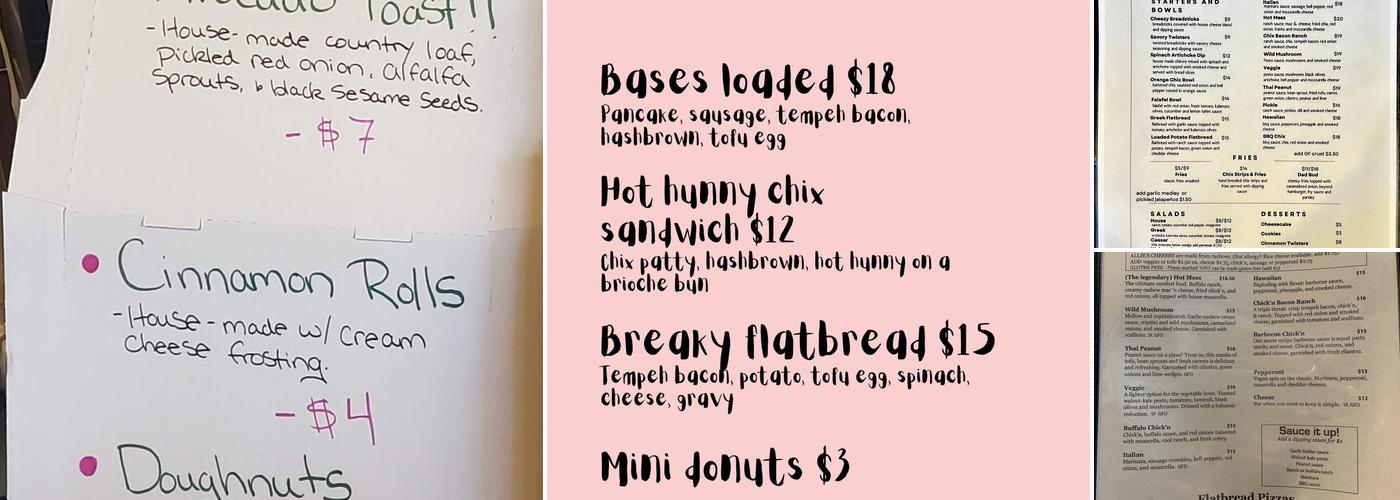 Allie's Vegan Pizzeria & Cafe Menu