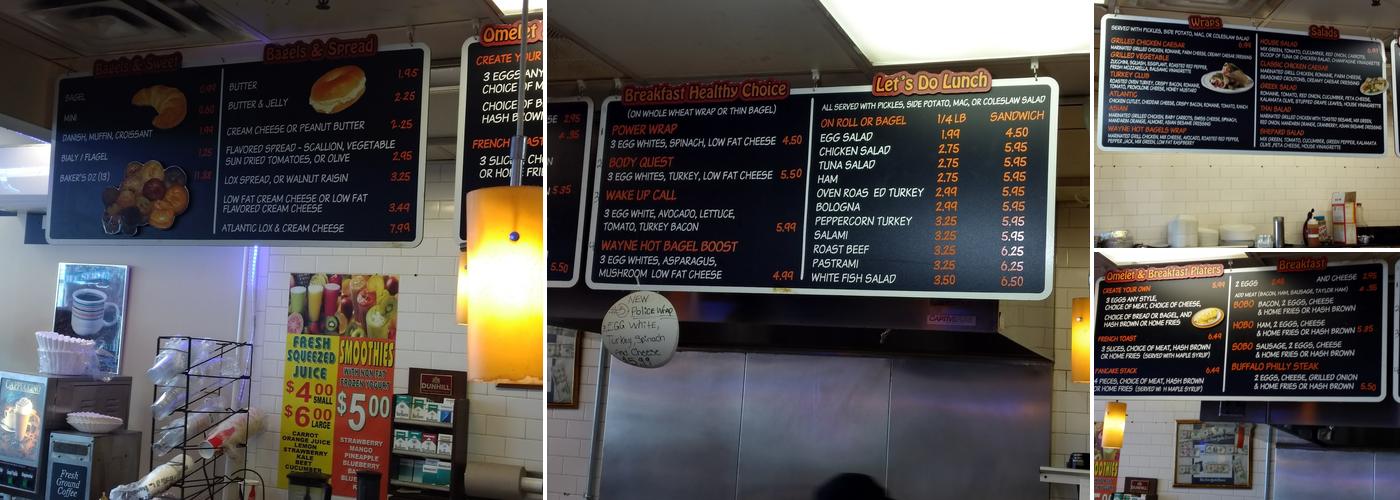 Wayne Hot Bagels and Cafe Menu