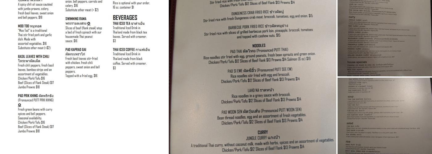 Thai Kitchen Menu