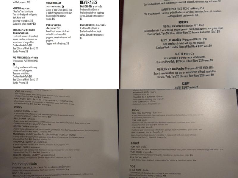 Thai Kitchen Menu