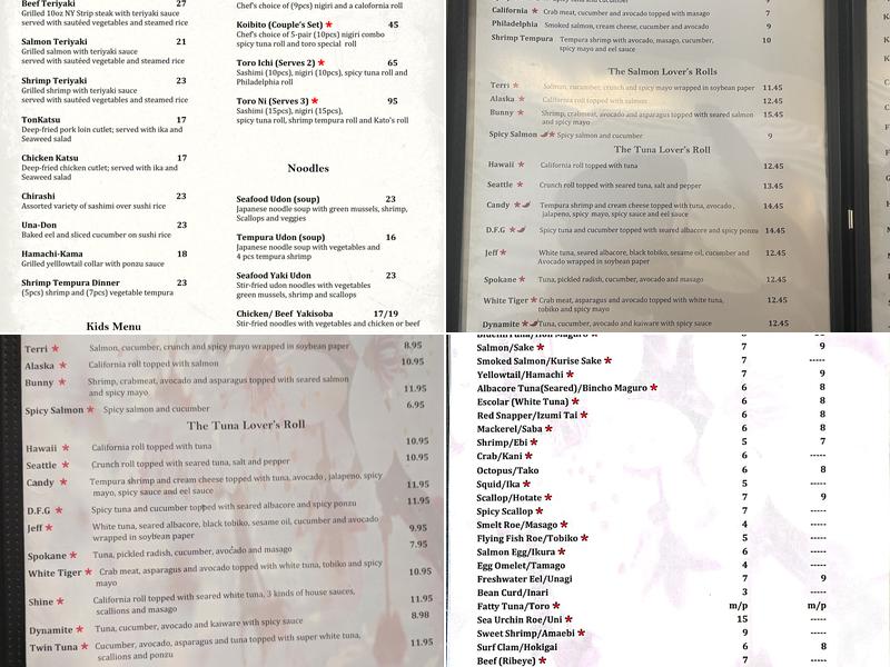 Toro Sushi Place Menu