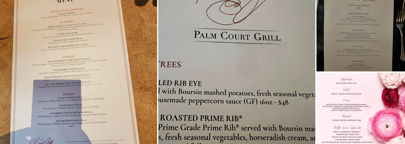 Palm Court Grill Menu