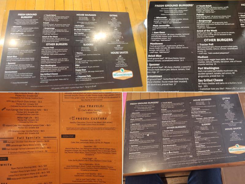Wisconsinburger Menu