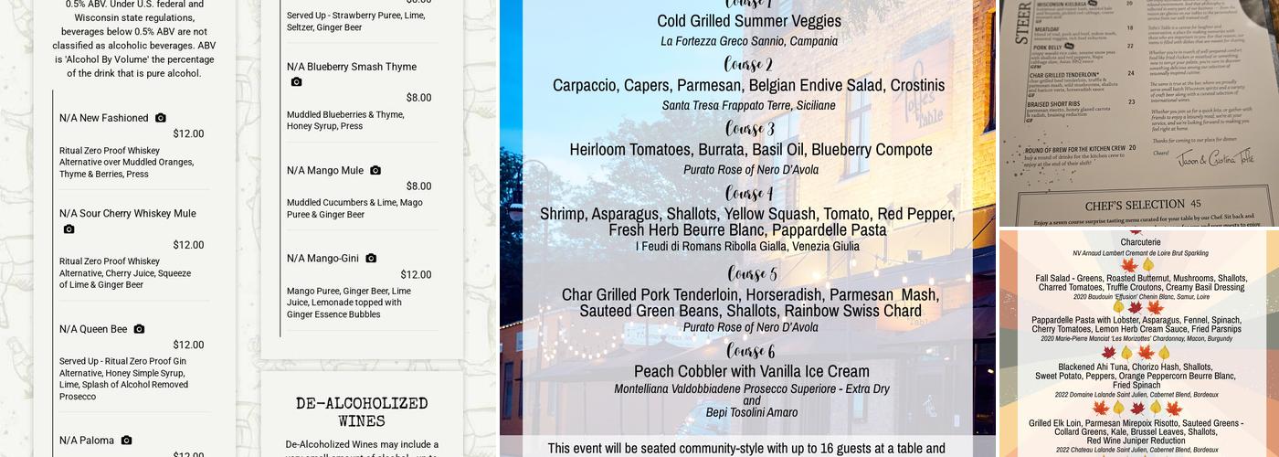 Tofte's Table Menu