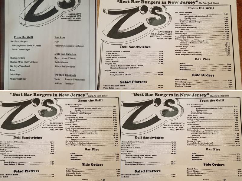 Zagursky's Bar & Grill Menu