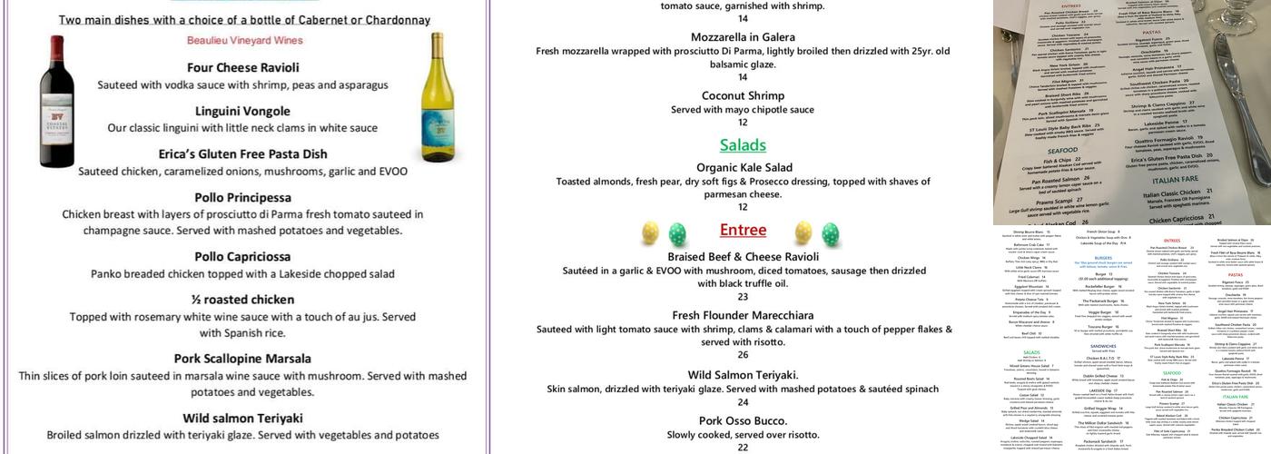 Lakeside Restaurant and Bar Menu