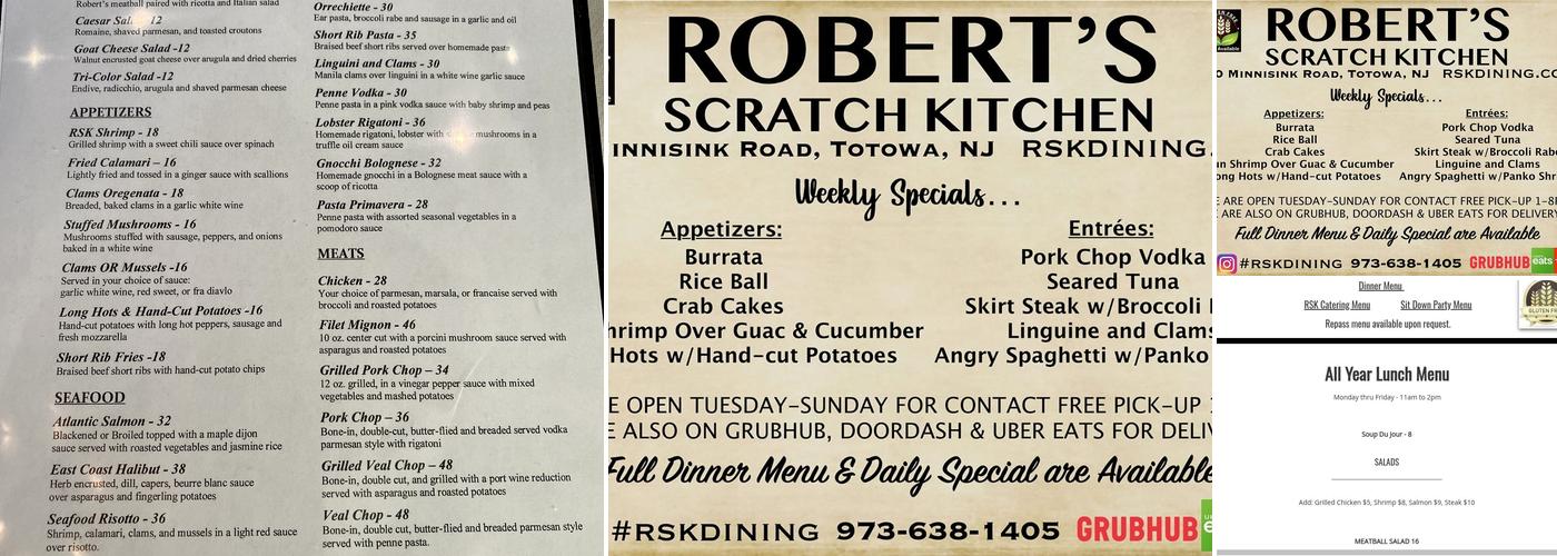 Roberts Scratch Kitchen Menu