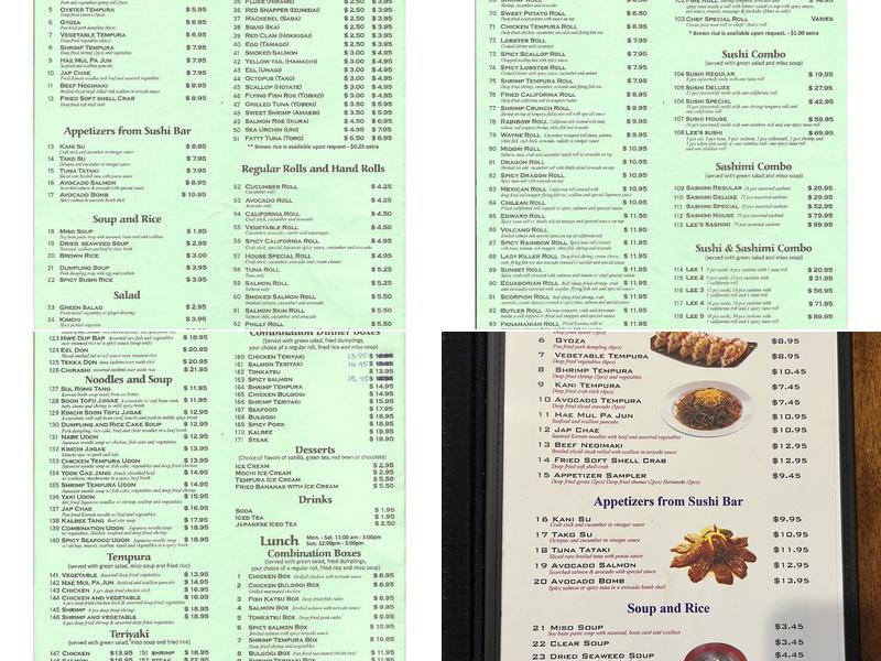 Lee's Wayne Sushi Menu