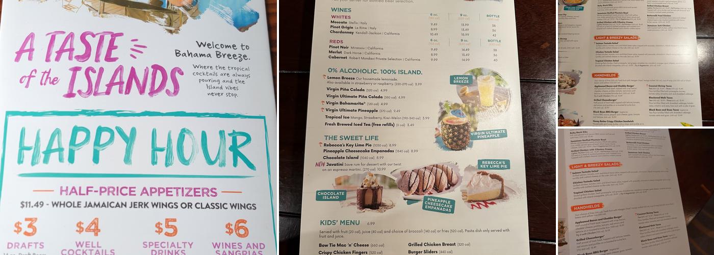 Bahama Breeze Menu