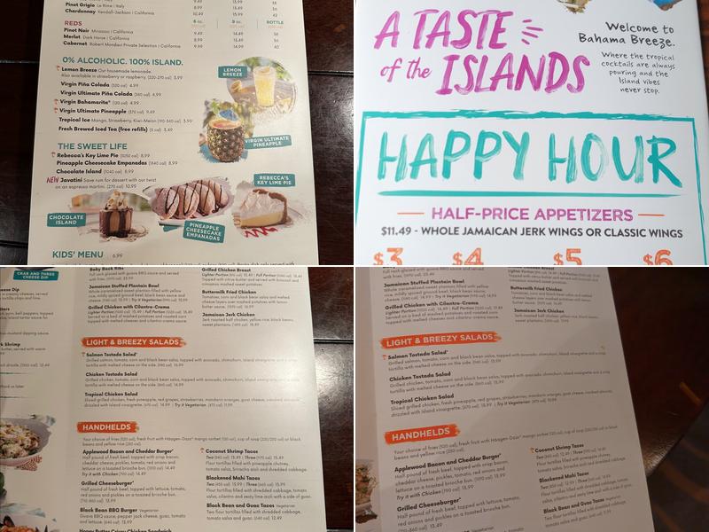 Bahama Breeze Menu