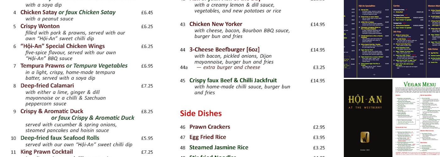 Hội-An Restaurant Menu