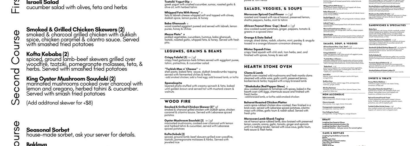 baba Spokane Menu