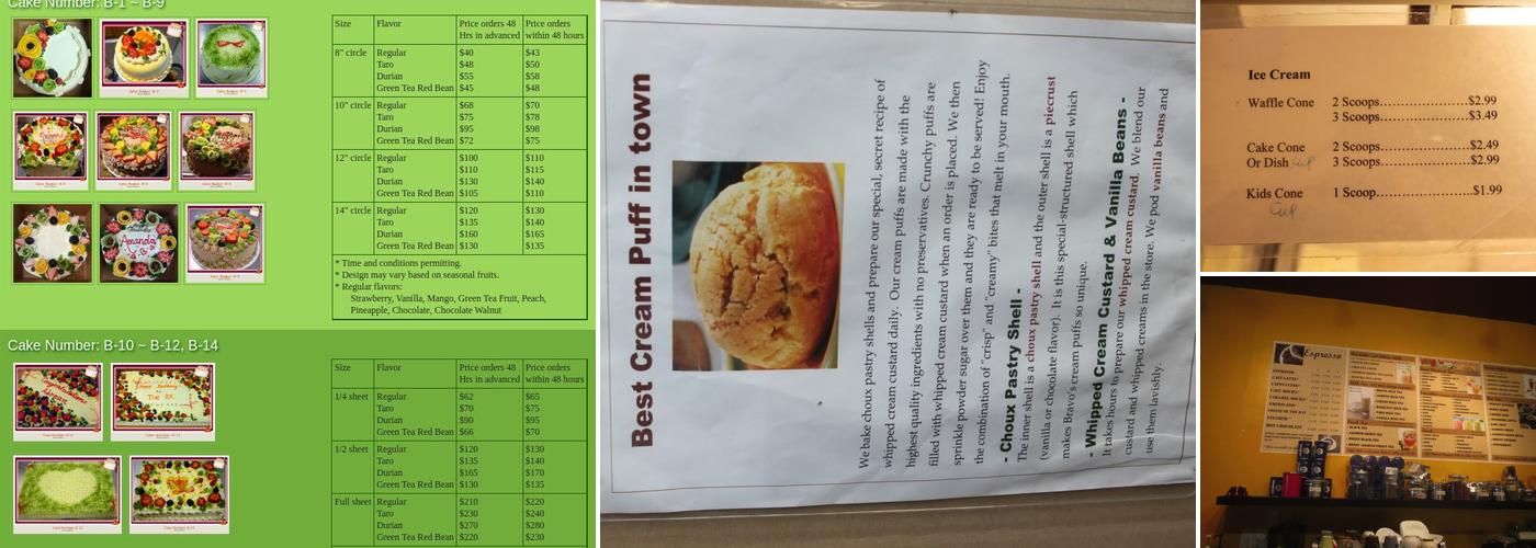 Bravo Bakery Menu