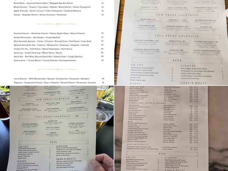 W. A. Frost and Company Menu