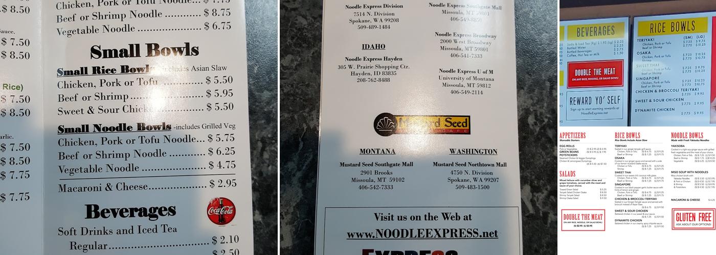 Noodle Express Menu