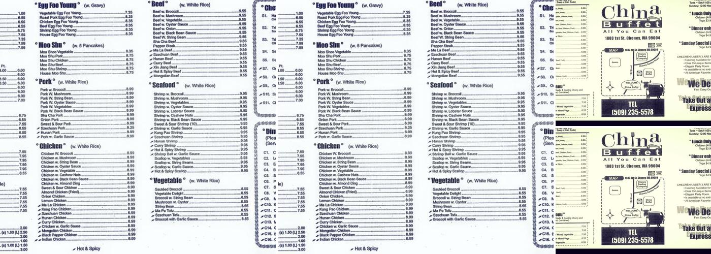 China Buffet Menu