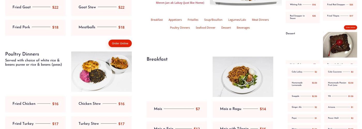 Fritaille Menu