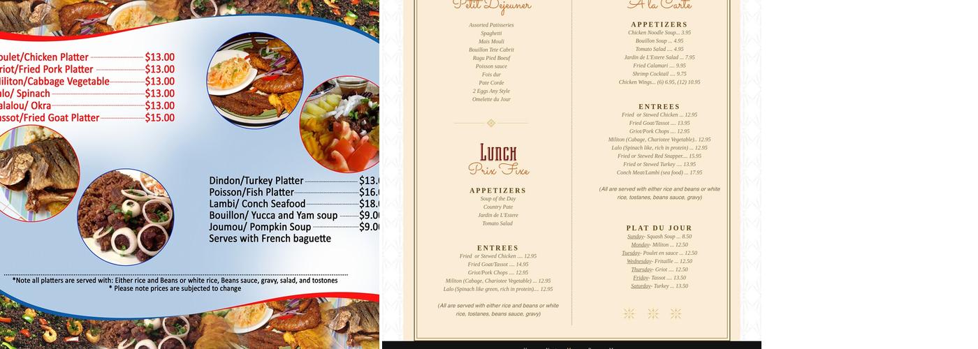 Jacob's Restaurant Menu