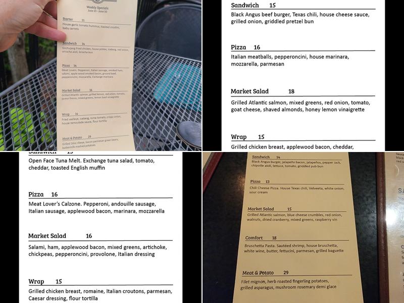 The Exchange Food and Drink Menu