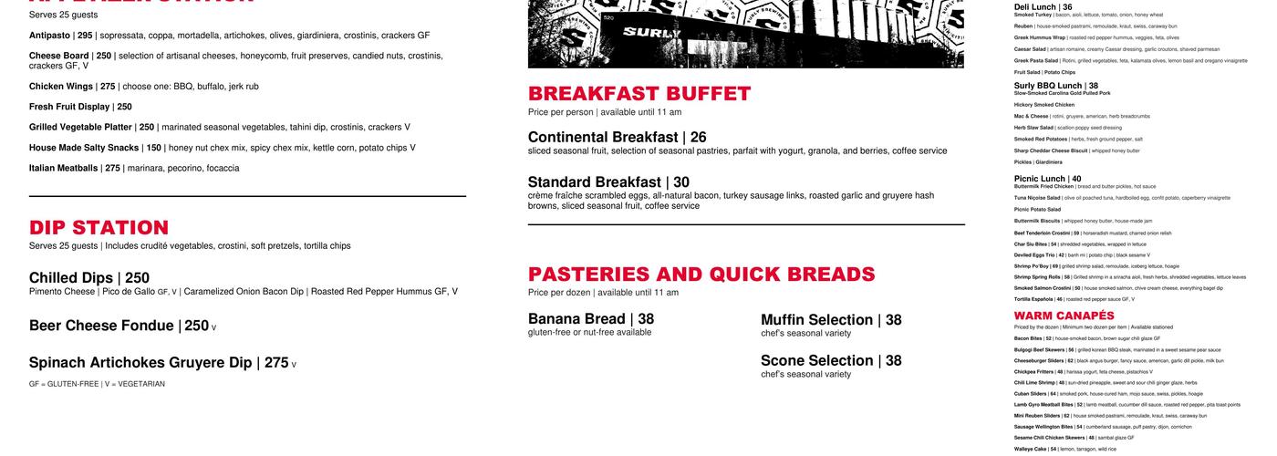 Surly Brewing Co. Menu