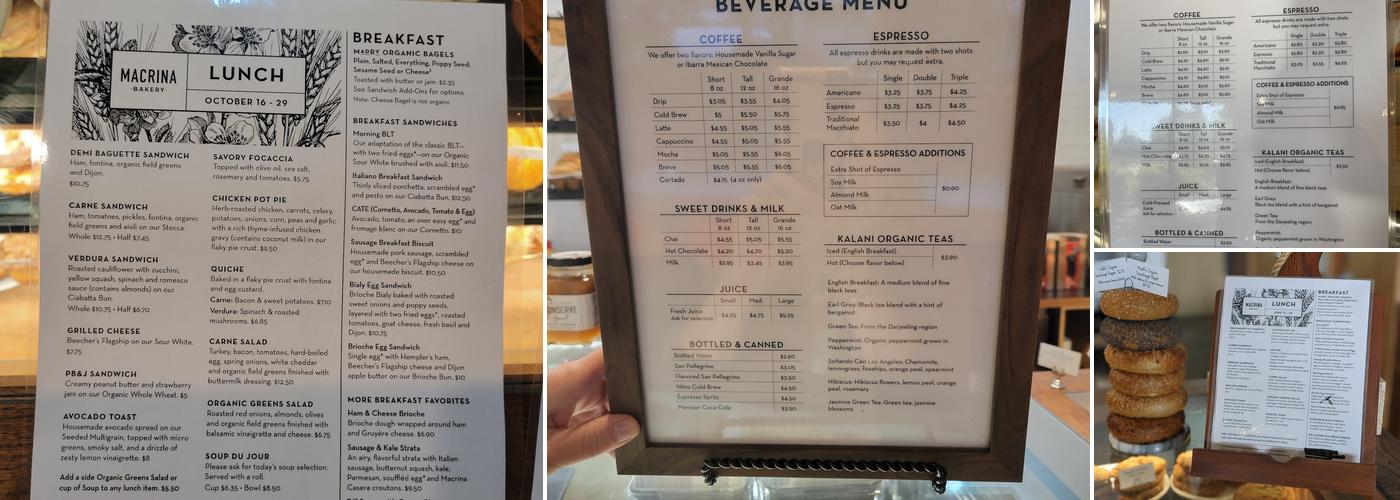 Macrina Bakery & Cafe Menu