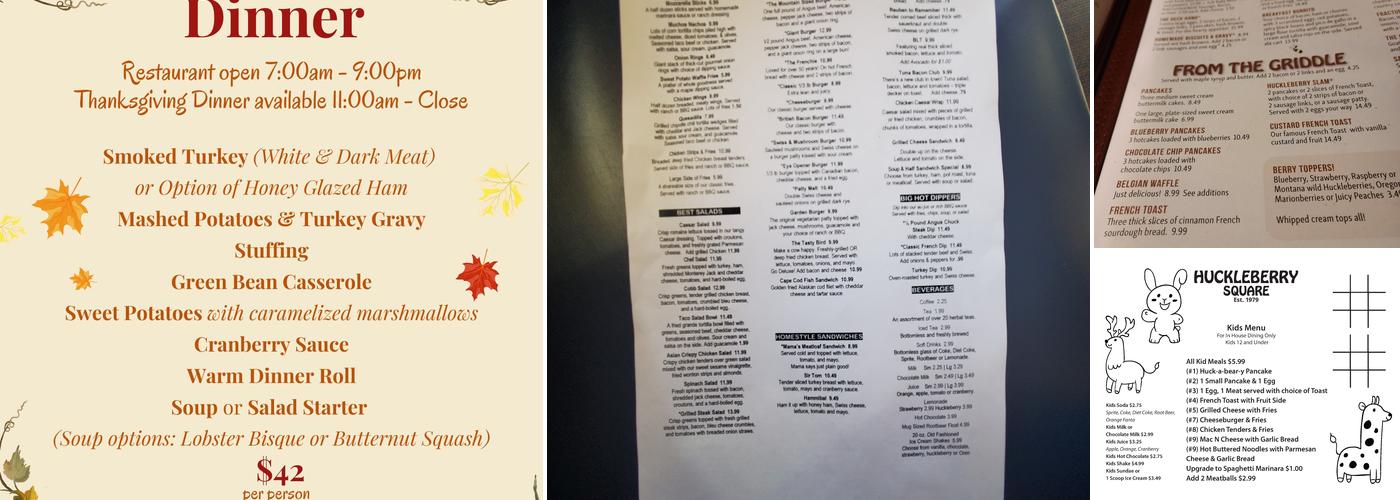 Huckleberry Square Menu