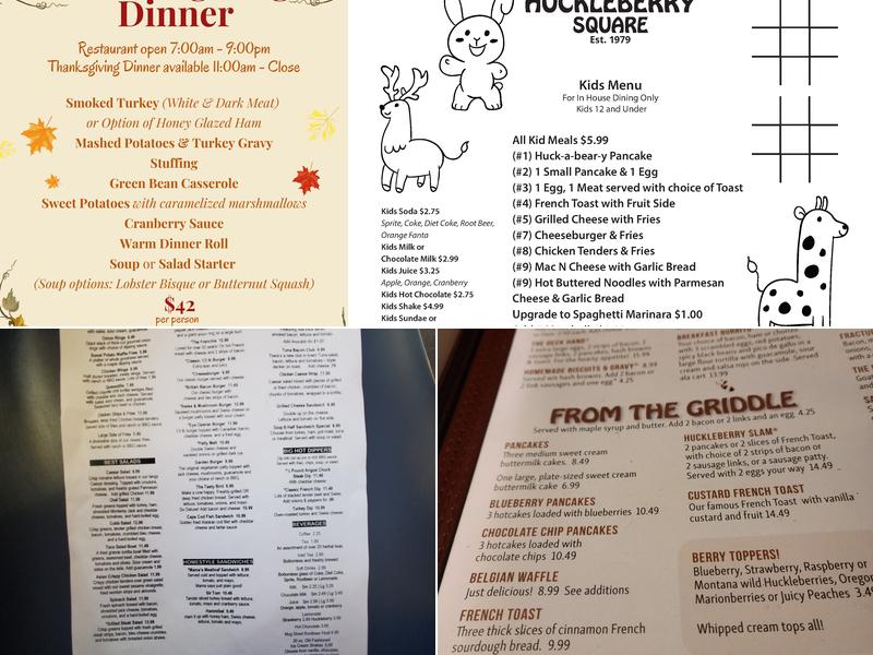 Huckleberry Square Menu