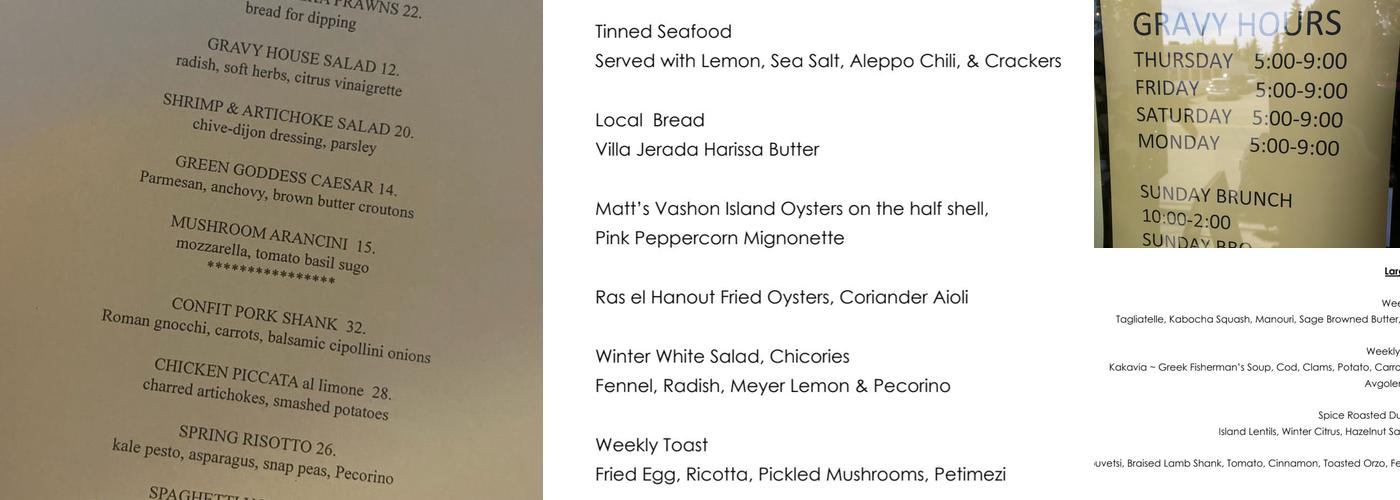 Gravy Menu