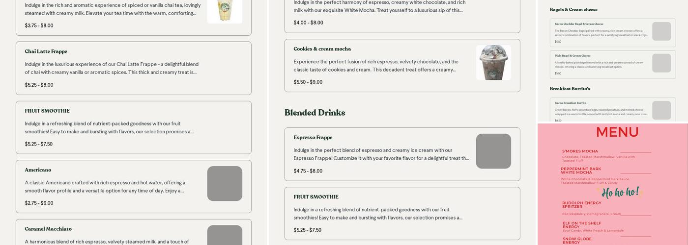 Belfair Grounds Coffee Menu