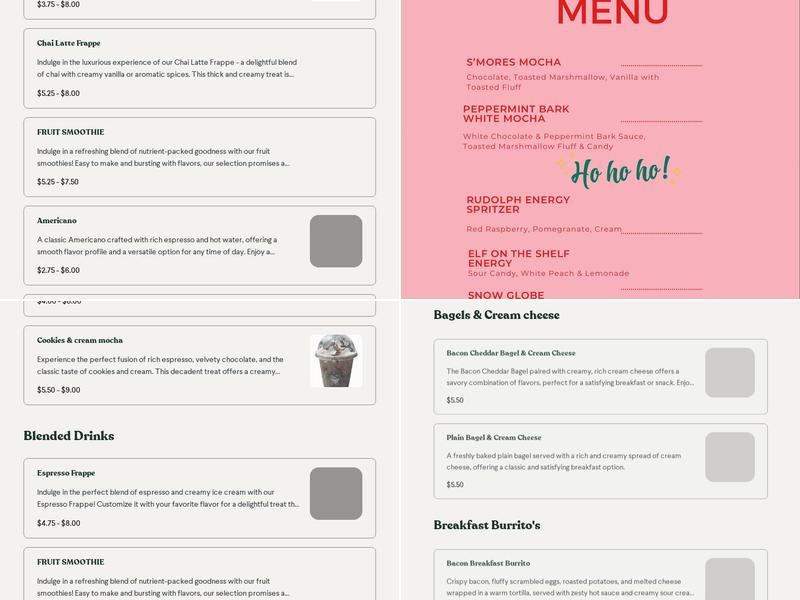 Belfair Grounds Coffee Menu
