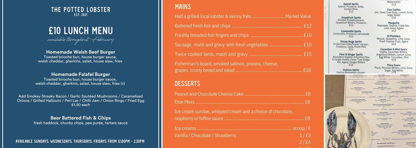 The Potted Lobster Menu