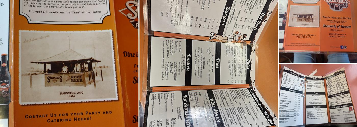 Stewart's Root Beer Menu